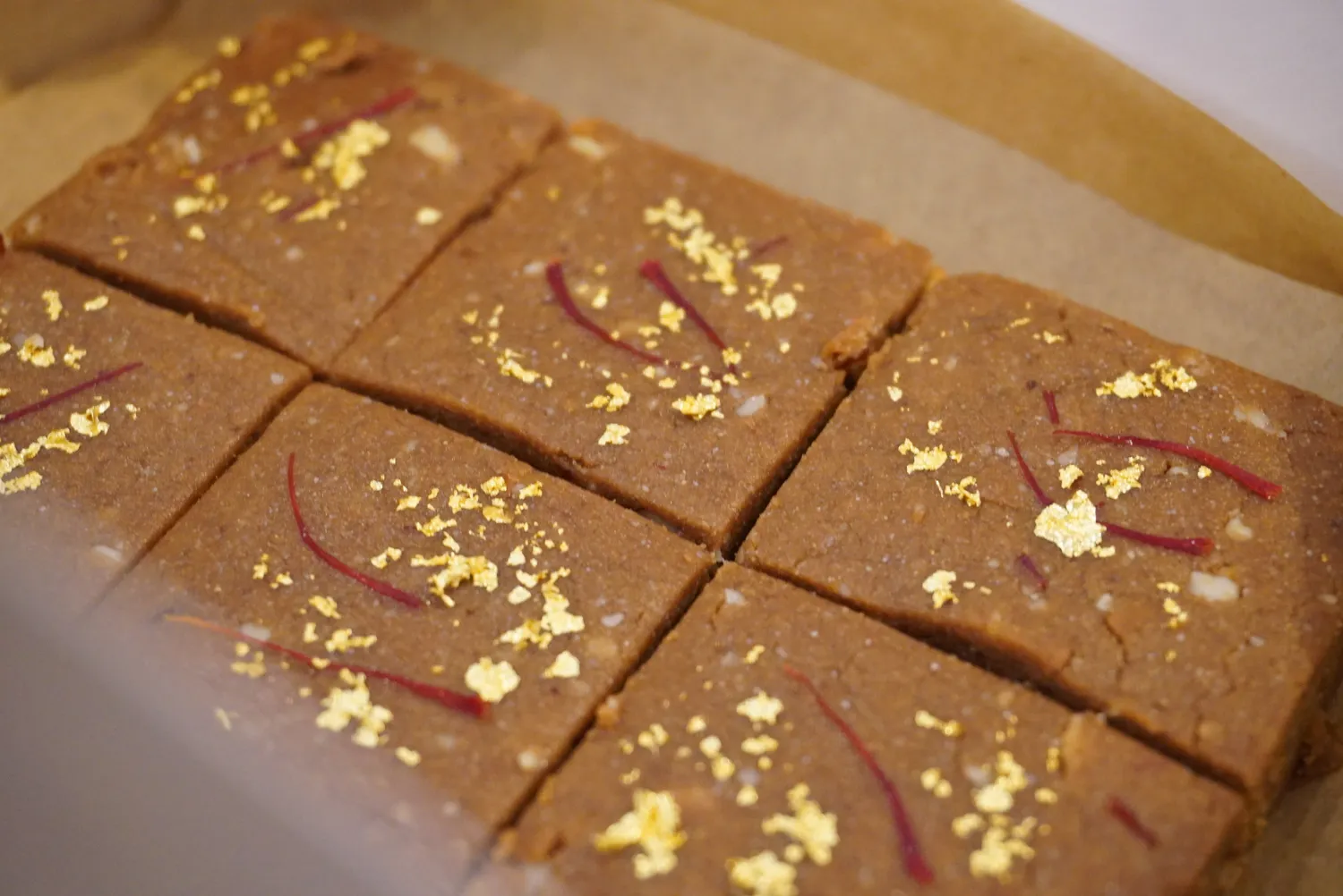 Raw chocolate with gold leaf