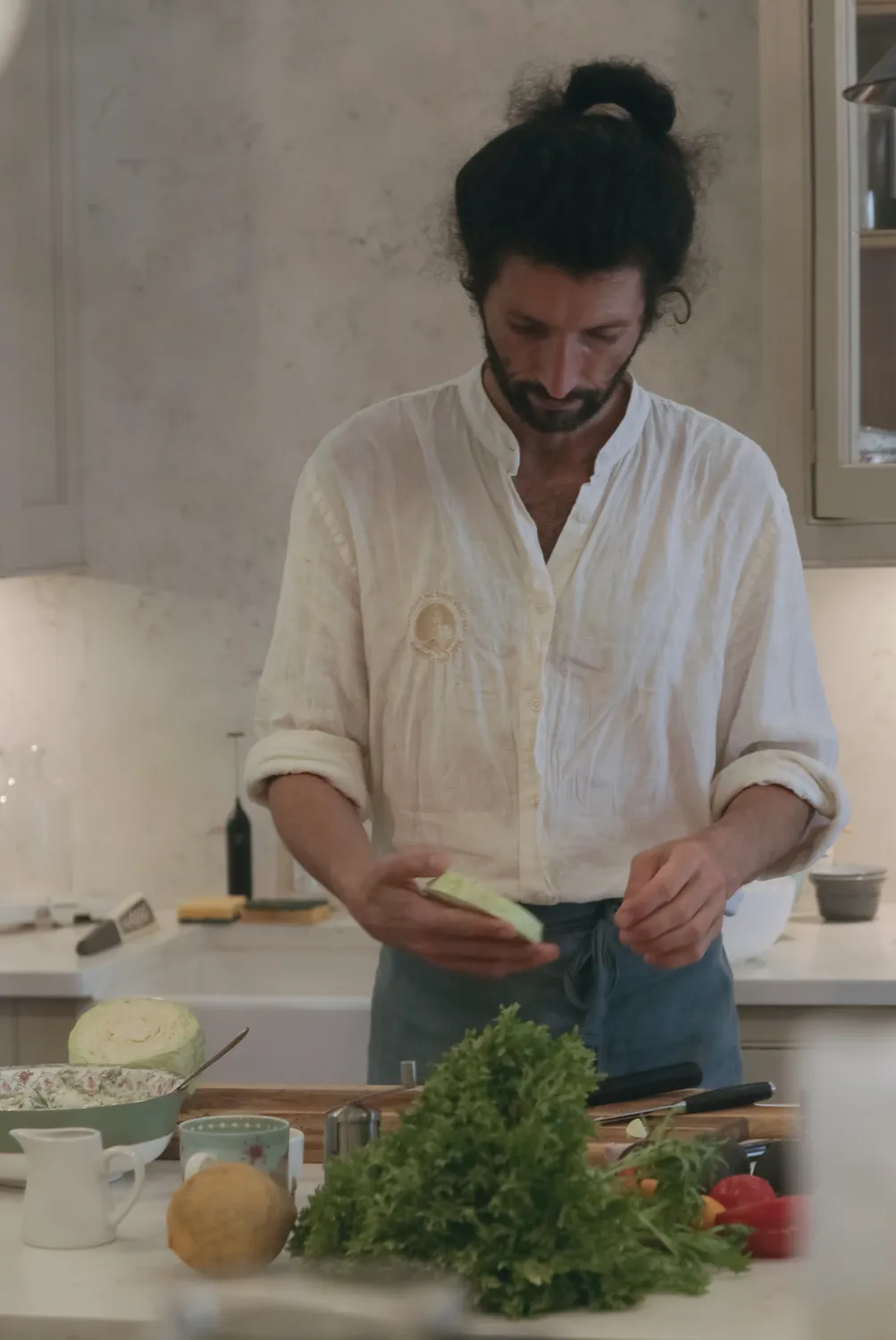 The chef plating a dish