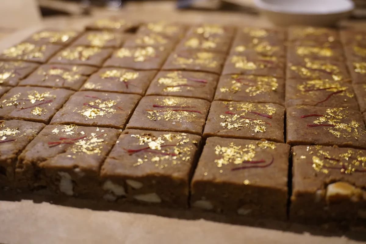 Raw chocolate with gold leaf