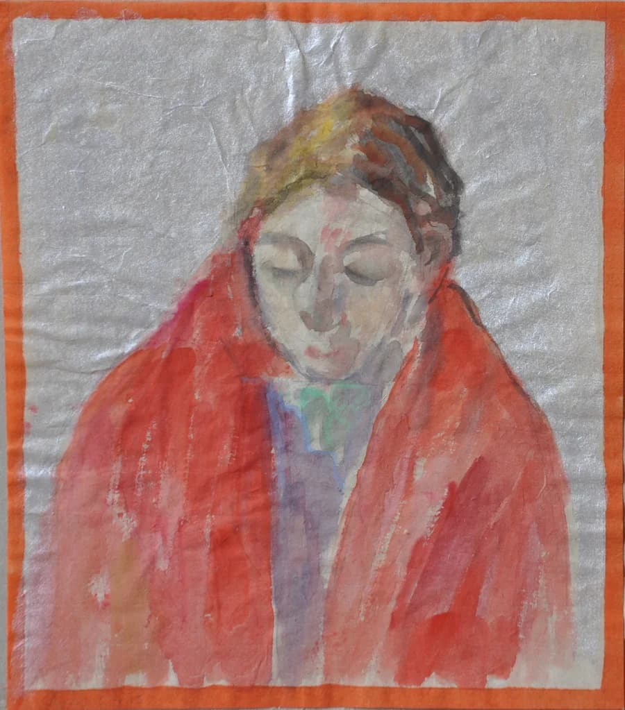 Femme au châle rouge, 2015